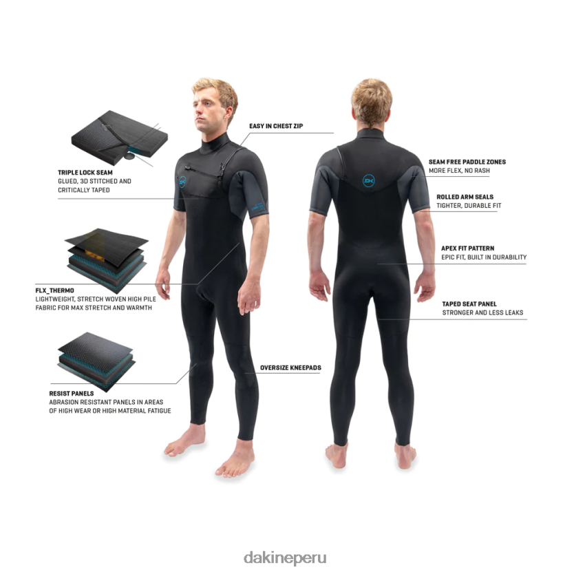 Dakine hombres Traje de neopreno completo de manga corta con cremallera en el pecho Quantum 2/2 mm ropa D288F6102