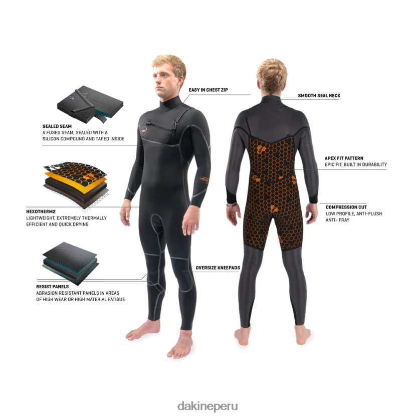Dakine hombres traje de neopreno completo con cremallera en el pecho cyclone 4/3 mm ropa D288F6108